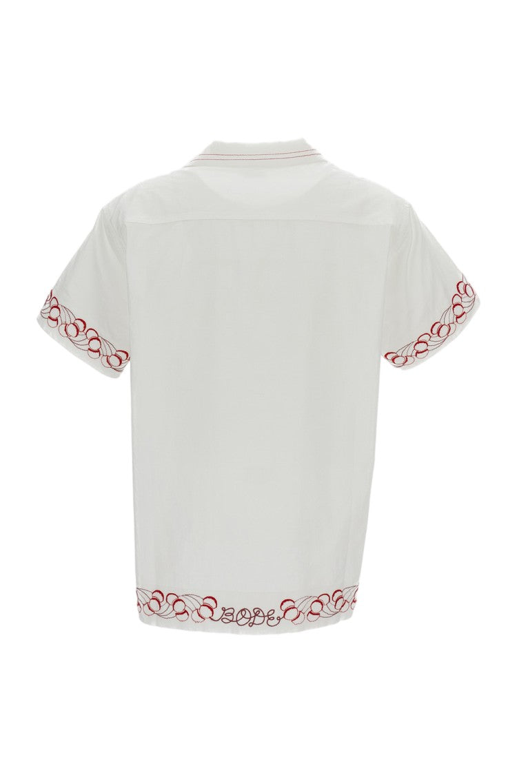 Bode New York White Cherry Lane Embroidered Shirt