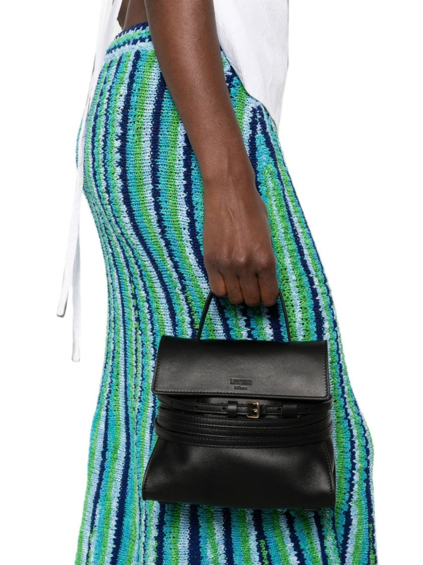 Moschino Structured Silk And Nylon Handbag With Gold-Tone Accents