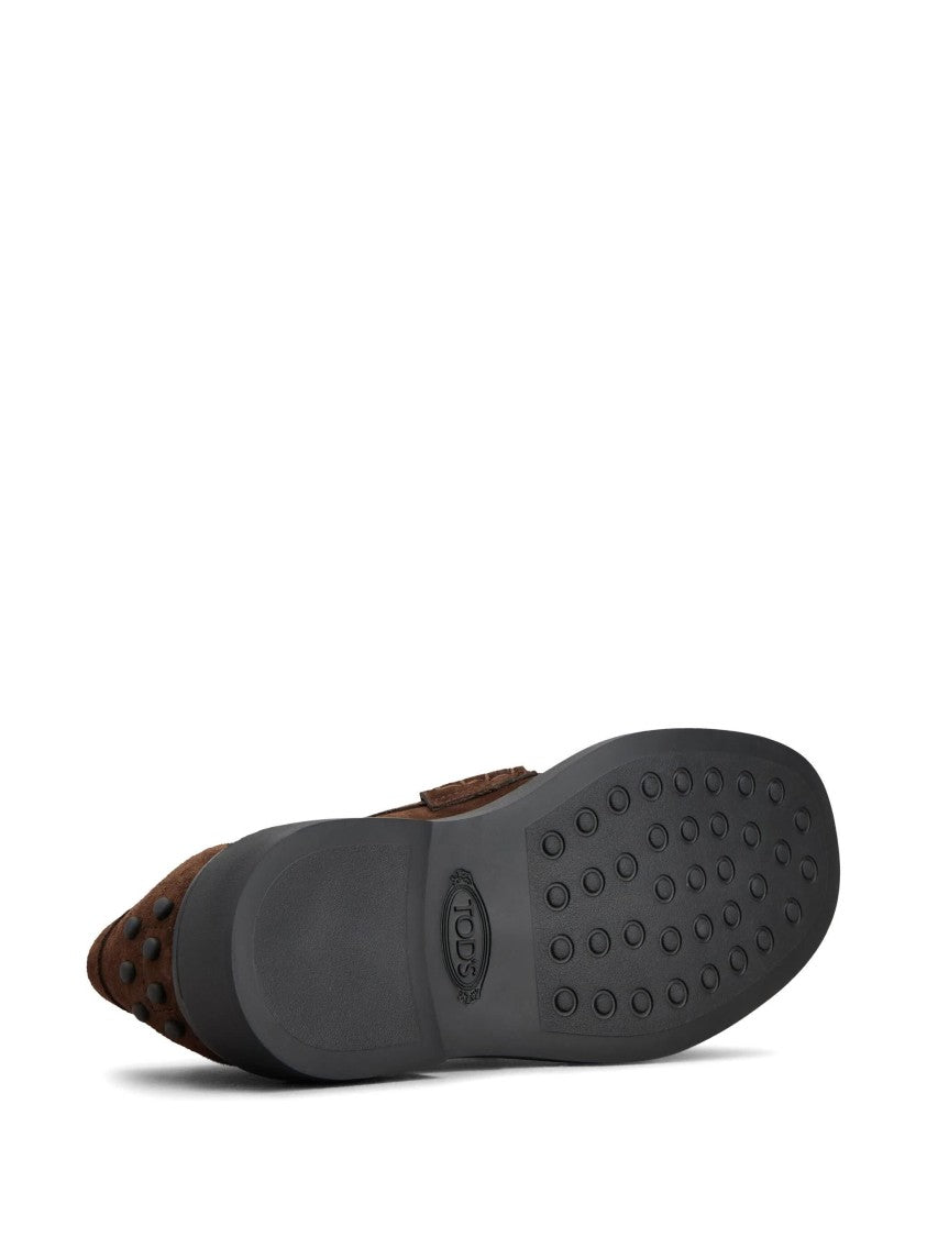 Tod's Brown Suede Moccasins With Classic Penny Loafer Design