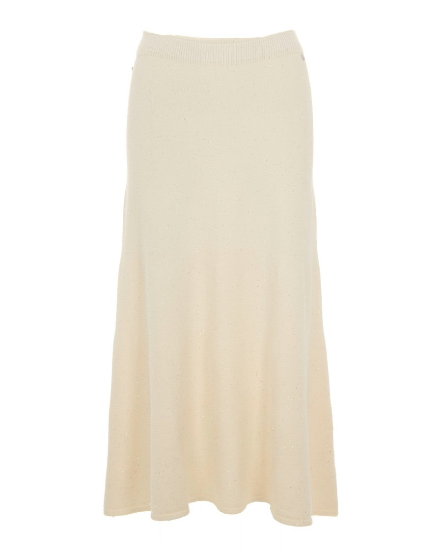 Liu Jo Ivory Sequin Midi Skirt