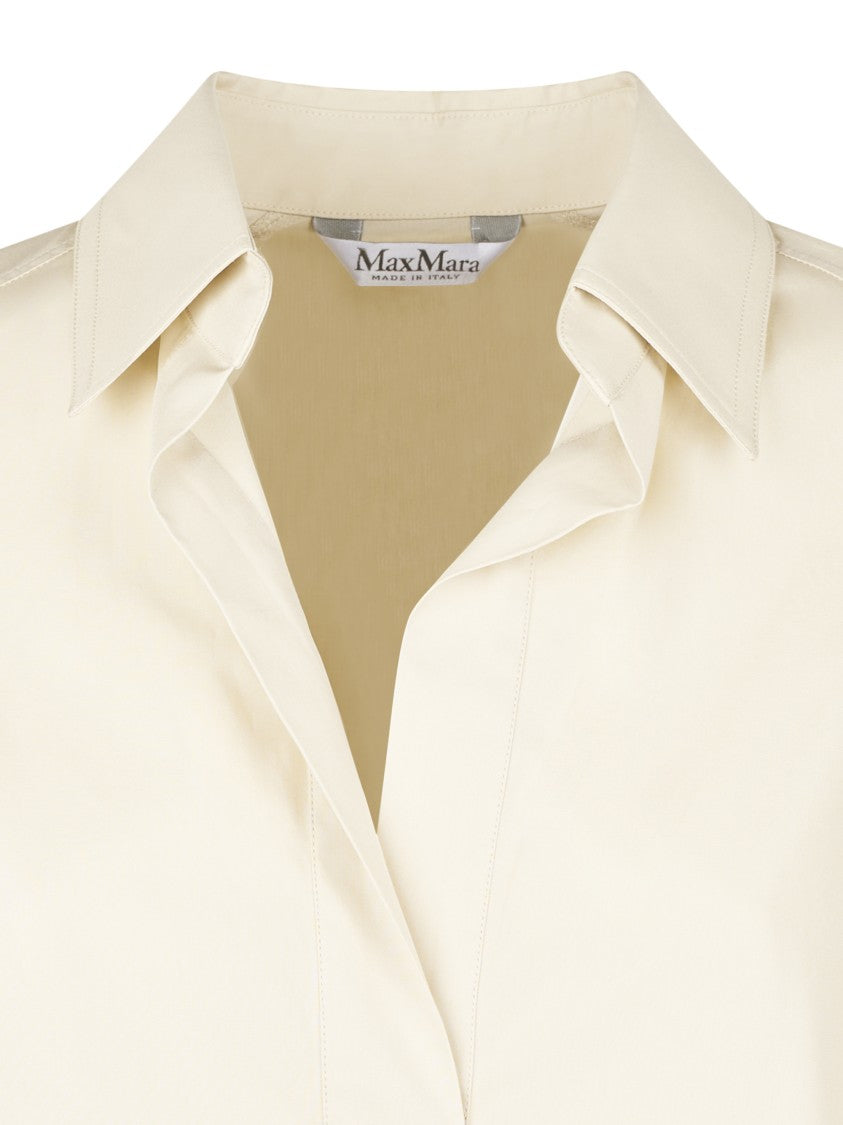 Max Mara Flowing Beige Midi Dress With Classic Collar
