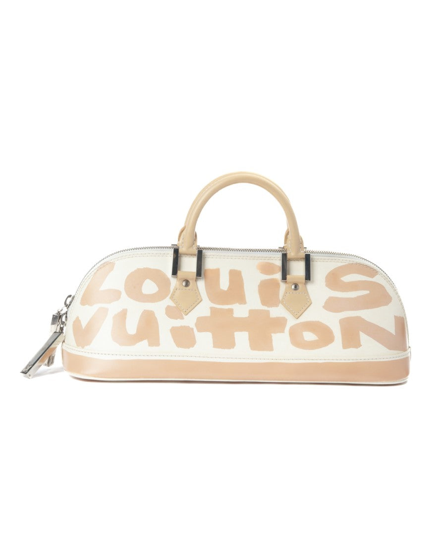 Louis Vuitton Beige Graffiti Alma Horizontal Pm Patent Leather Tote Bag