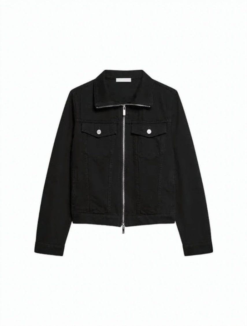 Helmut Lang Cropped Black Jacket With Structured Collar