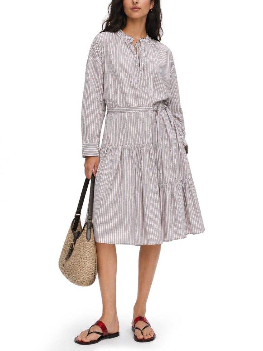Dries Van Noten Denvo Vertical Stripes Tiered Dress