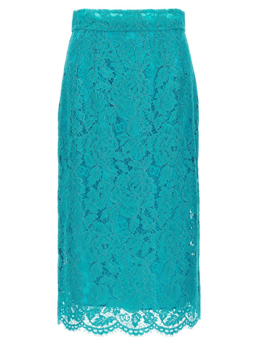 Dolce & Gabbana High-Waisted Floral Cordonetto Lace Skirt