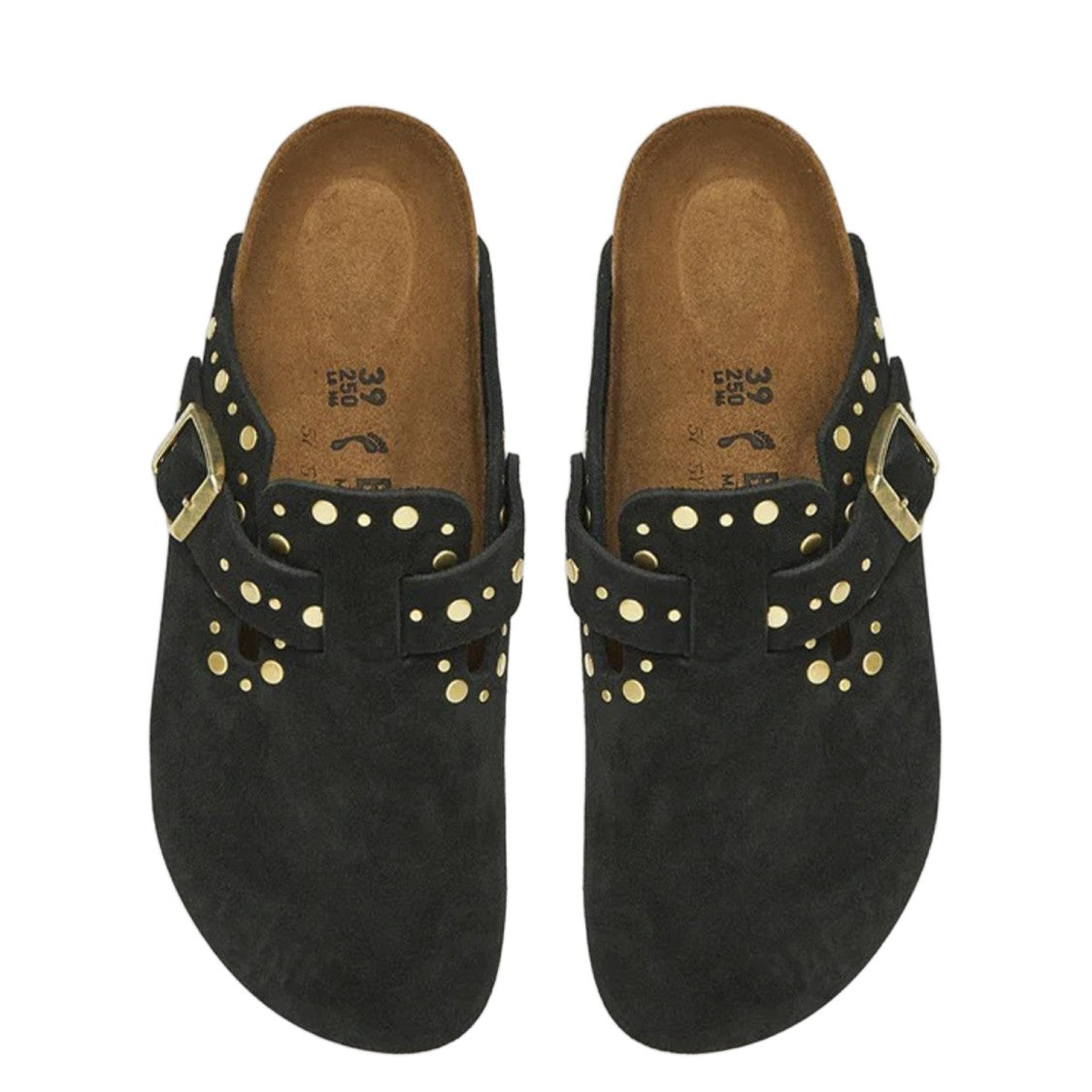 Birkenstock Suede Mules With Adjustable Strap And Stud Detailing