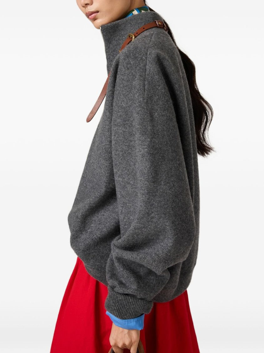 Miu Miu Cashmere-Jersey Intarsia Half-Zip Sweater