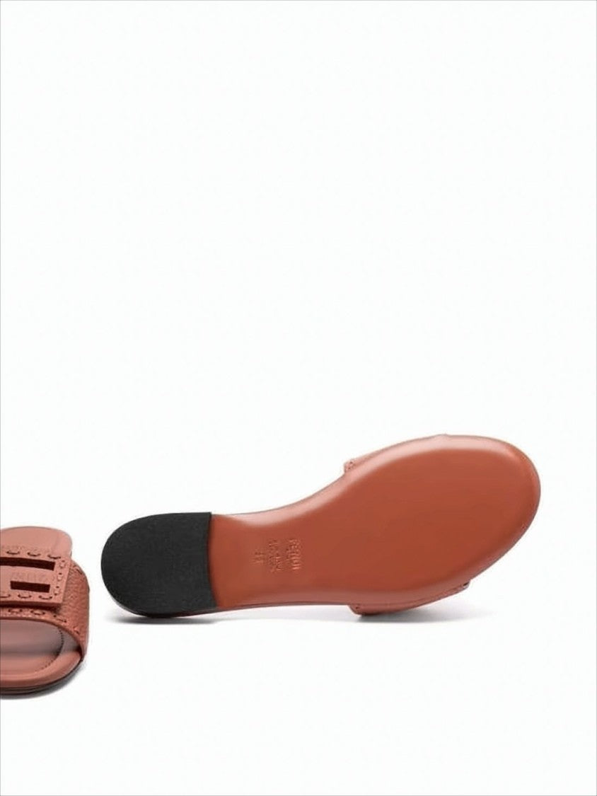 Fendi Textured Calf Leather Mule With Cut-Out Logo Buckle