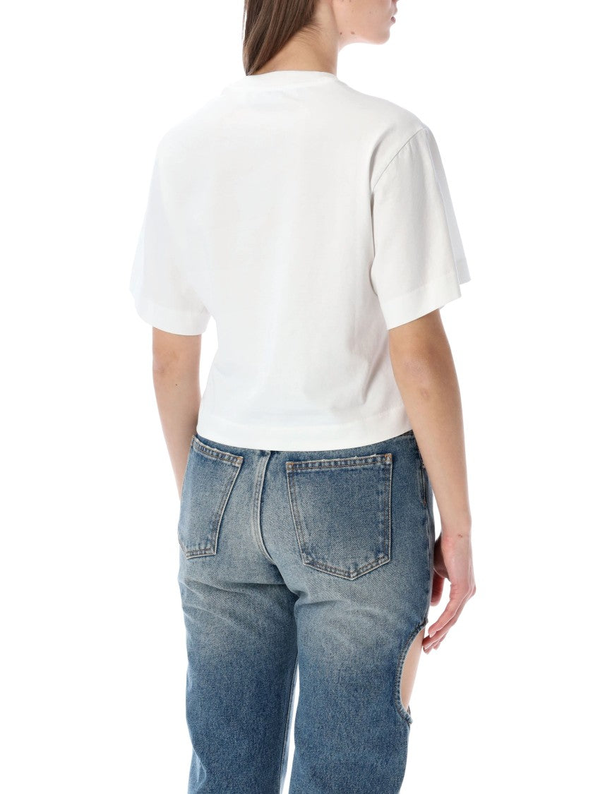 Off-White Flower Cropped Floral Logo Shirt