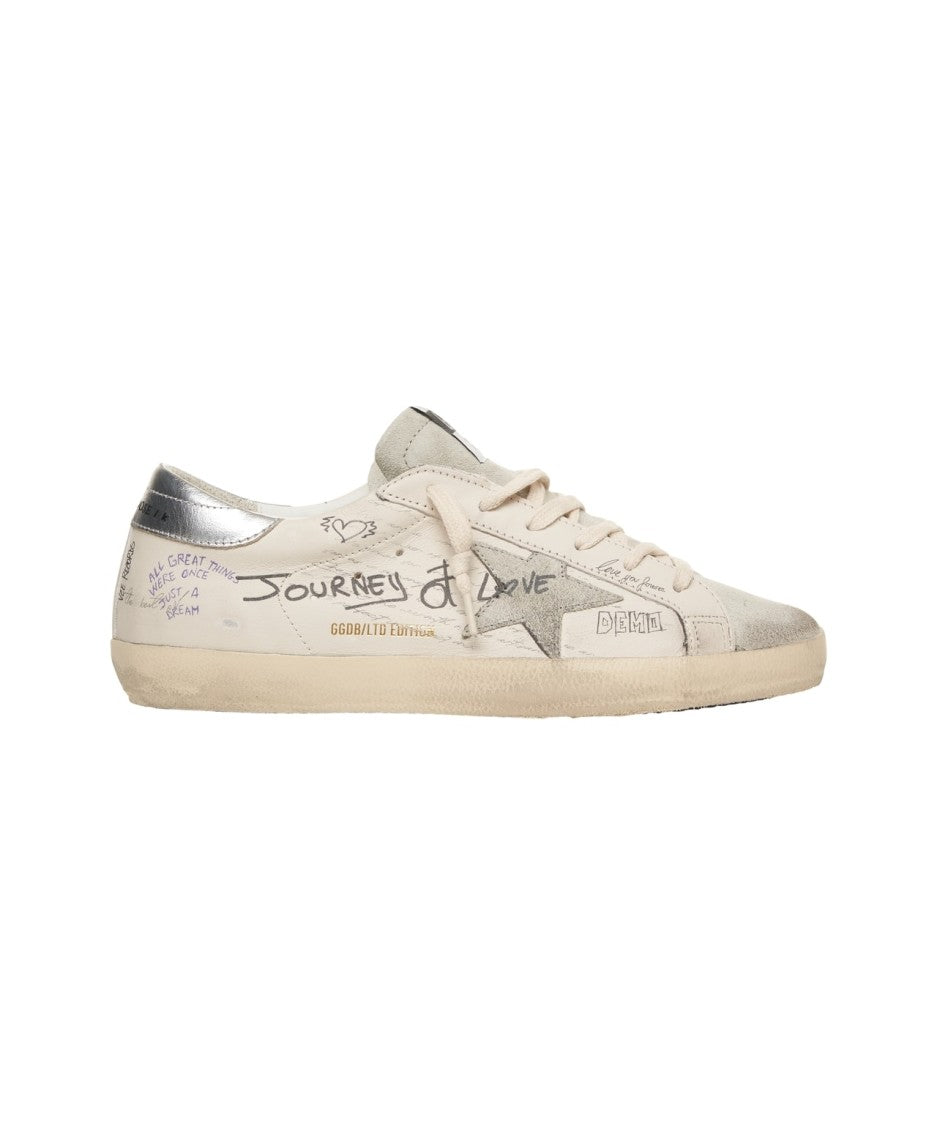 Golden Goose Distressed Leather Sneakers With Contrasting Heel Detail