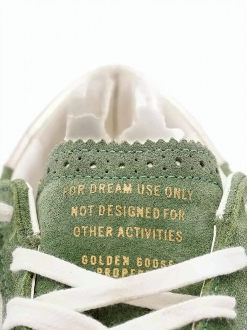 Golden Goose Low-Top Green Suede Sneakers With White Star Accent