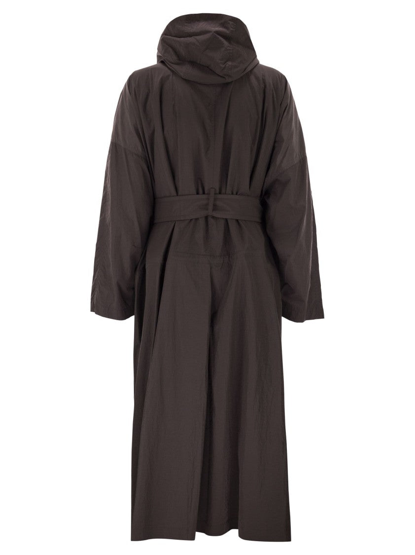 Sportmax Oversized Water-Repellent Taffeta Trench Coat With Maxi Lapel And Layered Design