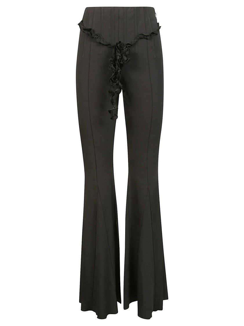 Rotate Flared Pants With Ruffled Front Detail
