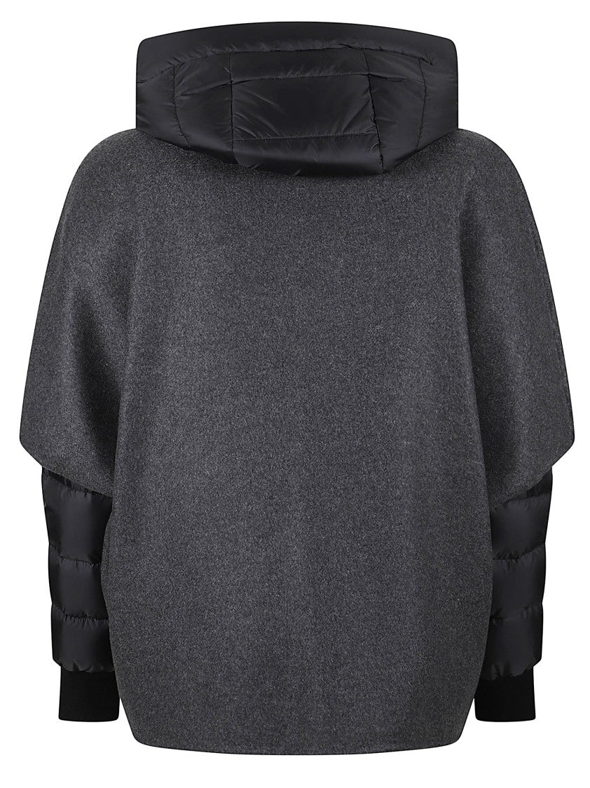 Moorer Versatile Short Cape With Detachable Down Bomber And Fox Fur Trim