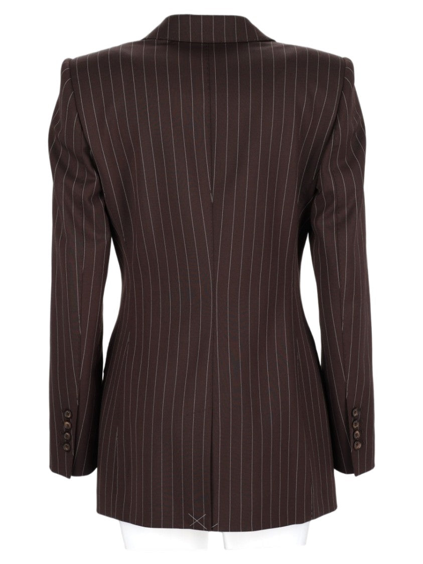 Dolce & Gabbana Pinstripe Leopard-Lined Double-Breasted Blazer