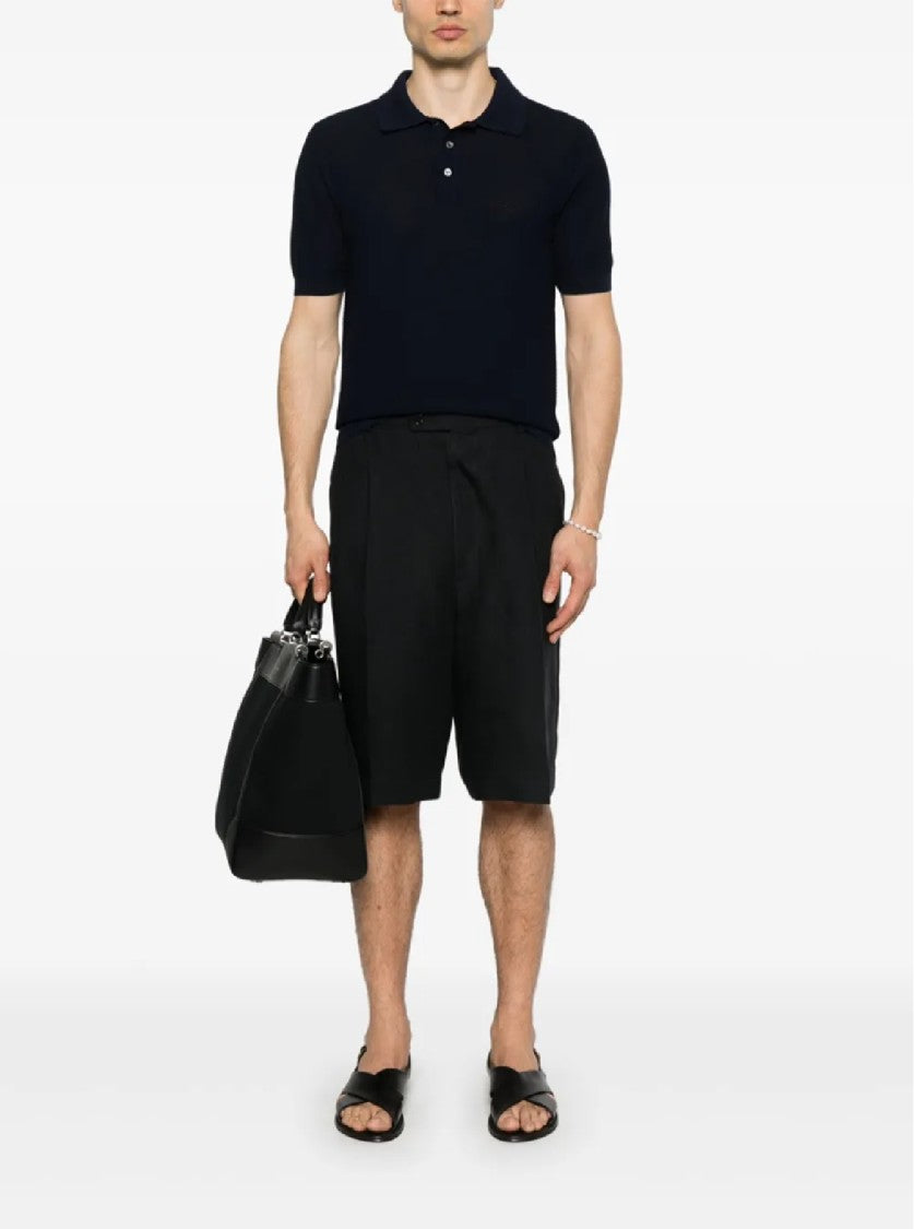 Tagliatore Fitted Black Polo Shirt