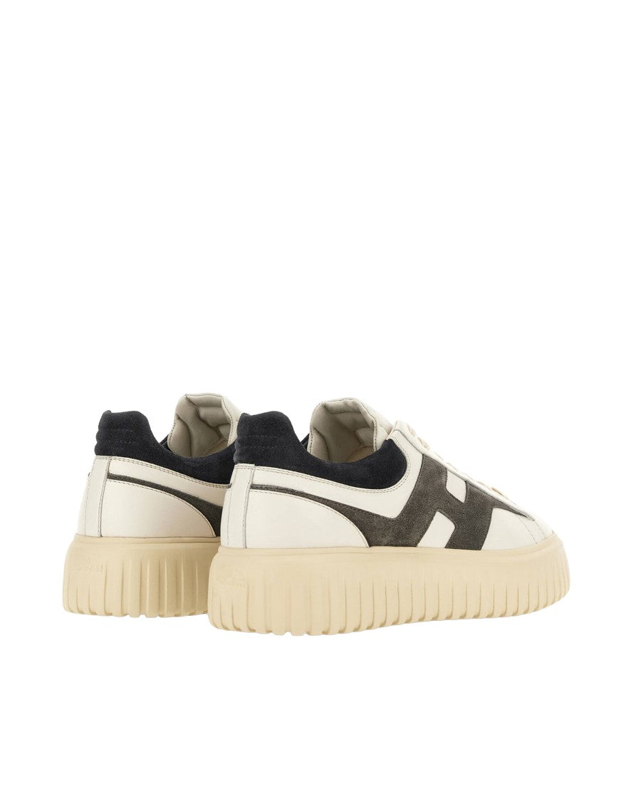 Hogan Ivory H-Stripes Nappa Leather Sneakers
