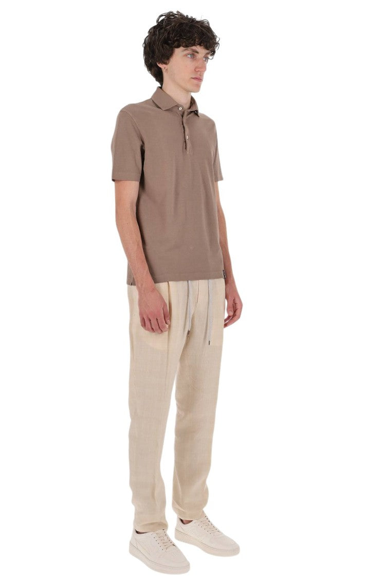 Drumohr Muted Earthy Tone Ice Cotton Polo Shirt