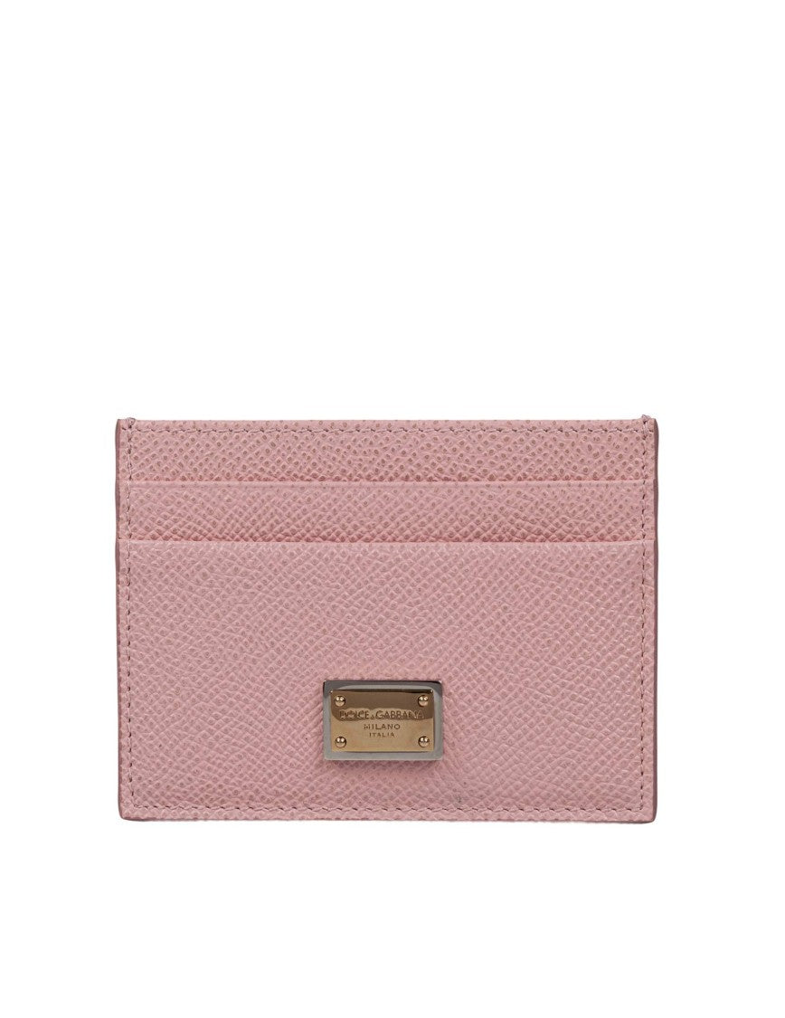 Dolce & Gabbana Nude Pink Leather Credit Card Holder