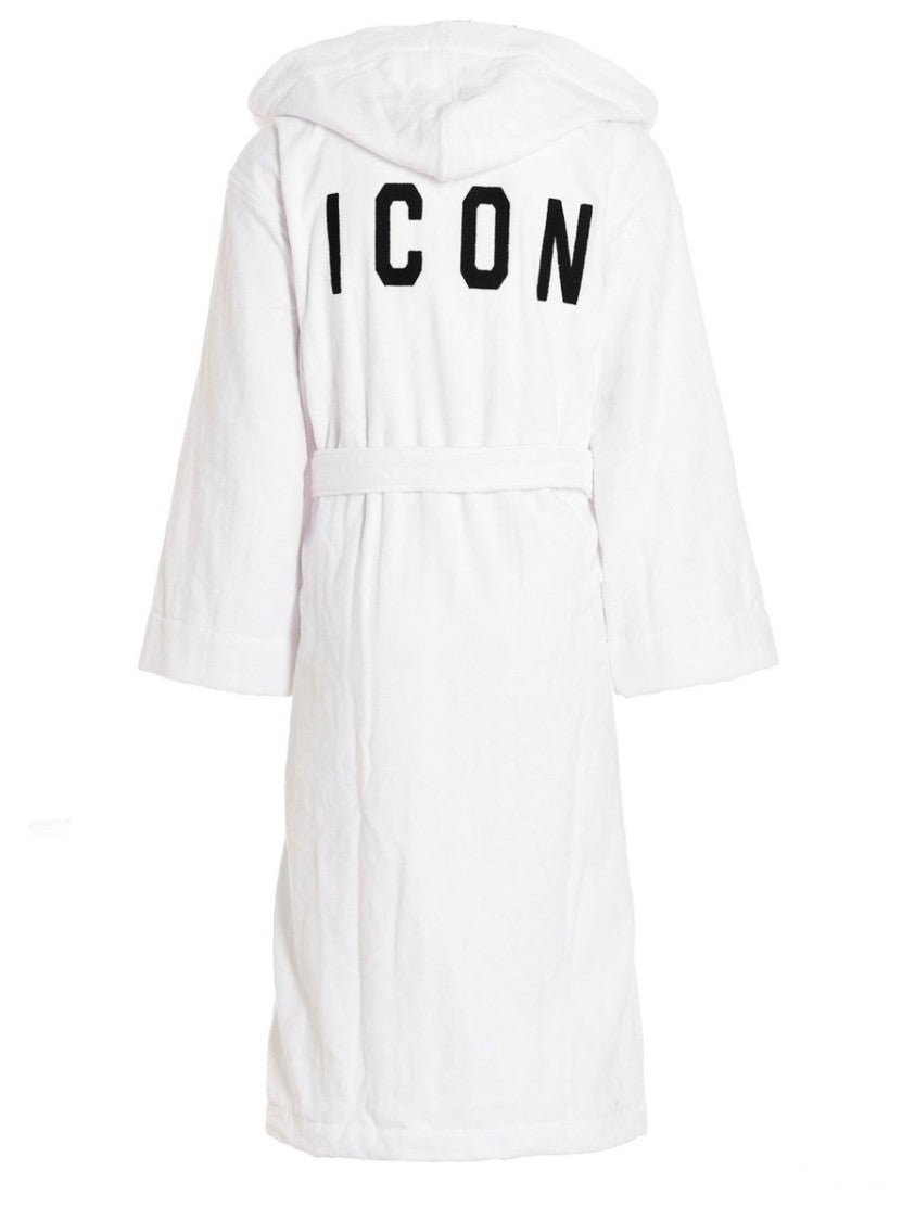 Dsquared2 Hooded Bathrobe With Adjustable Waist Belt