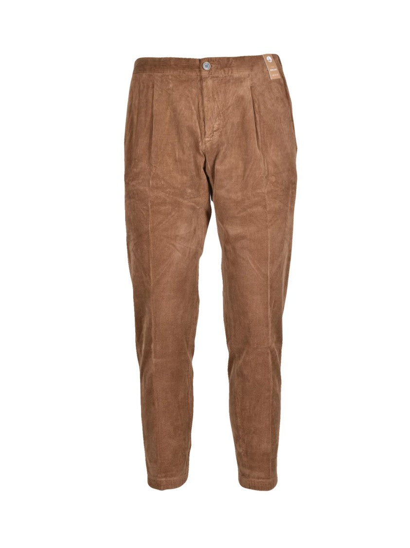 At.P.Co Brown Pleated Corduroy Cotton-Blend Pants
