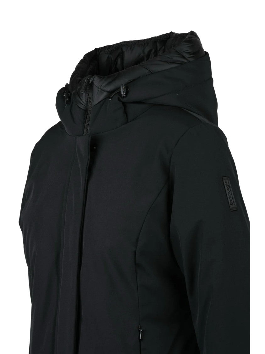 Bomboogie Padded Black Jacket With Combined Closure And Adjustable Hood