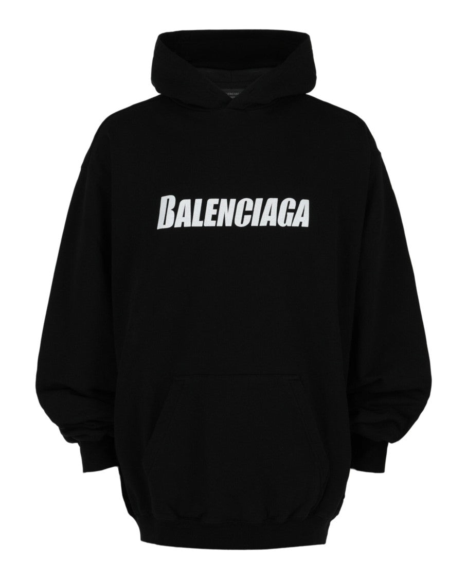 Balenciaga Distressed Oversized Hoodie With Bold Front Logo