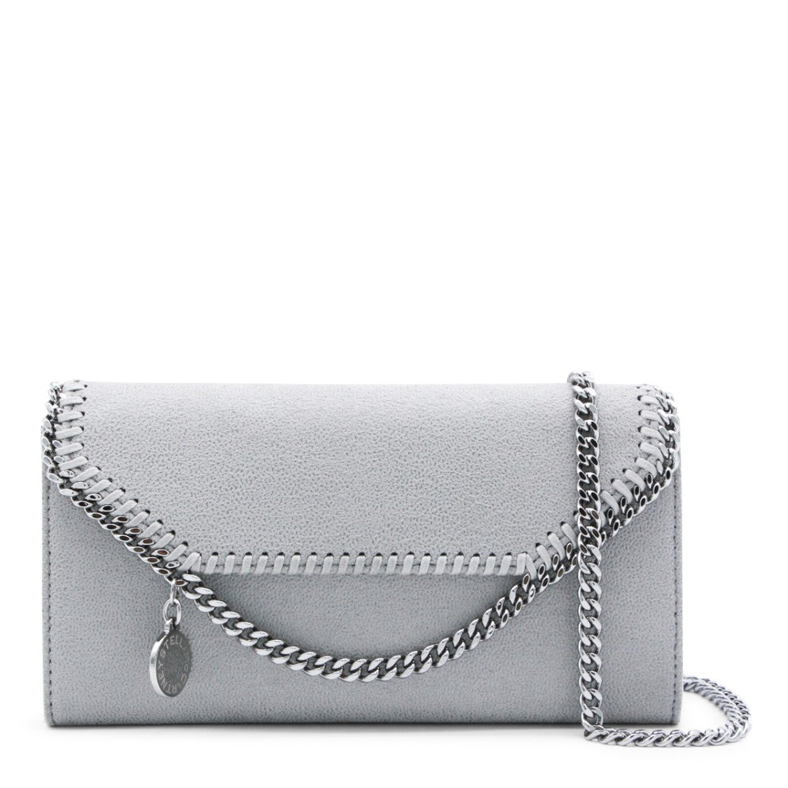 Stella Mccartney Light Grey Faux Leather Continental Wallet Crossbody Bag
