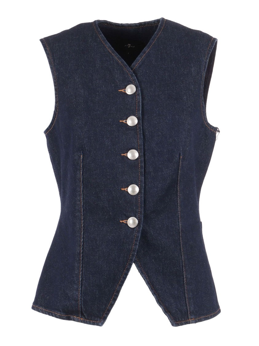 7 For All Mankind Lady Vest Smoove With Exposed Buttons