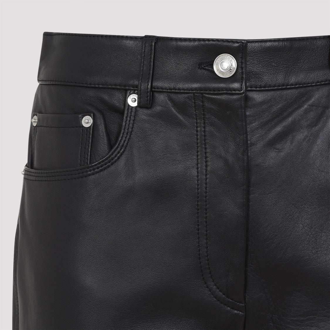 Sportmax Tailored Black Leather Trousers With High Waist And Refined Finish