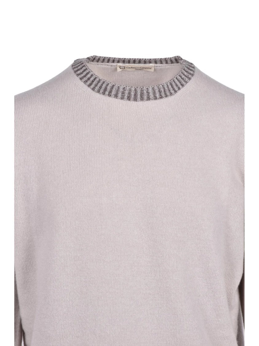 Cashmere Company P. Classic Crew Neck Pullover With Contrasting Ribbed Detailing