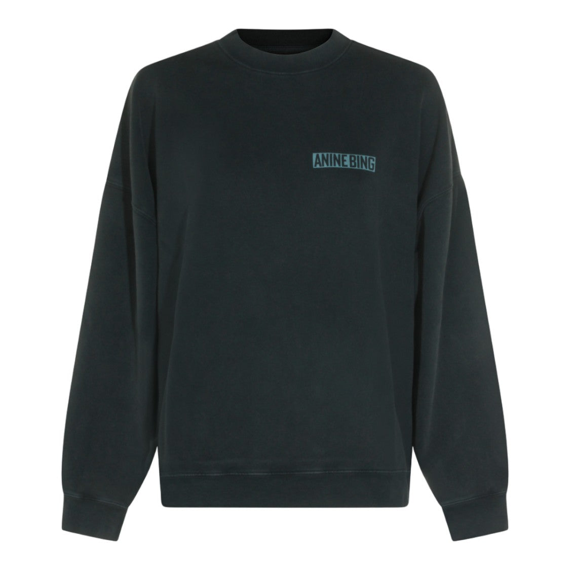 Anine Bing Relaxed-Fit Black Knit Sweatshirt With Palm Tree Graphic