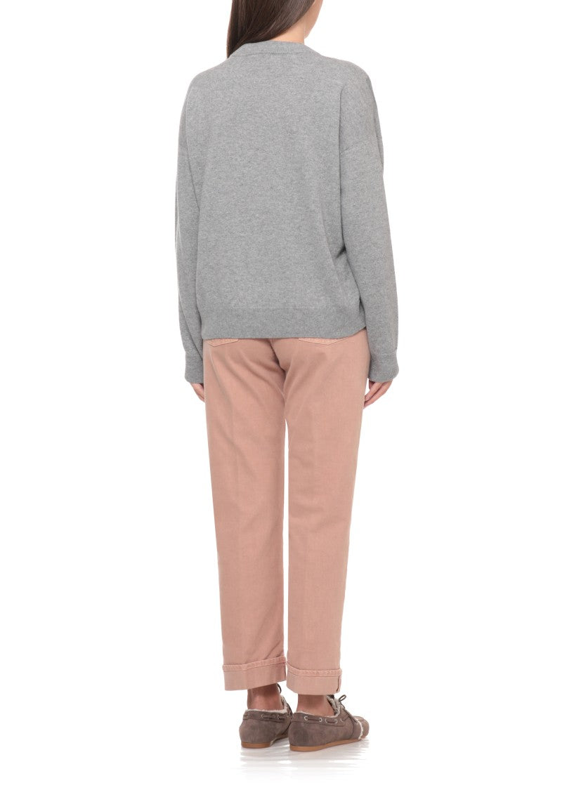 Peserico Grey Beaded Diamond Sweater
