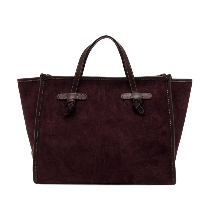 Marcella Bordeaux Leather Tote Bag With Structured Design
