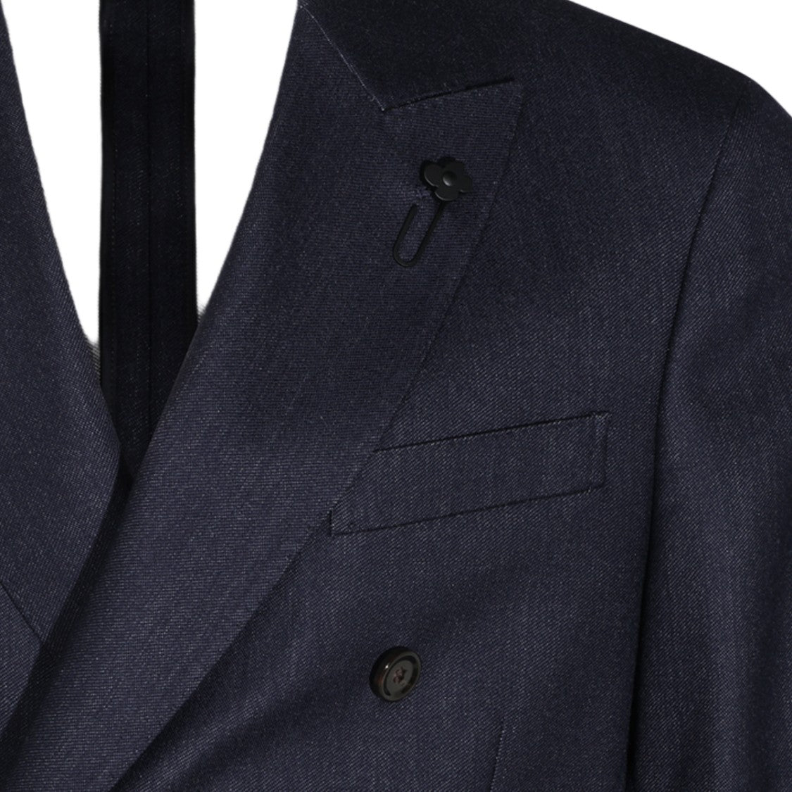 Lardini Navy Peak Lapels Double-Breasted Blazer