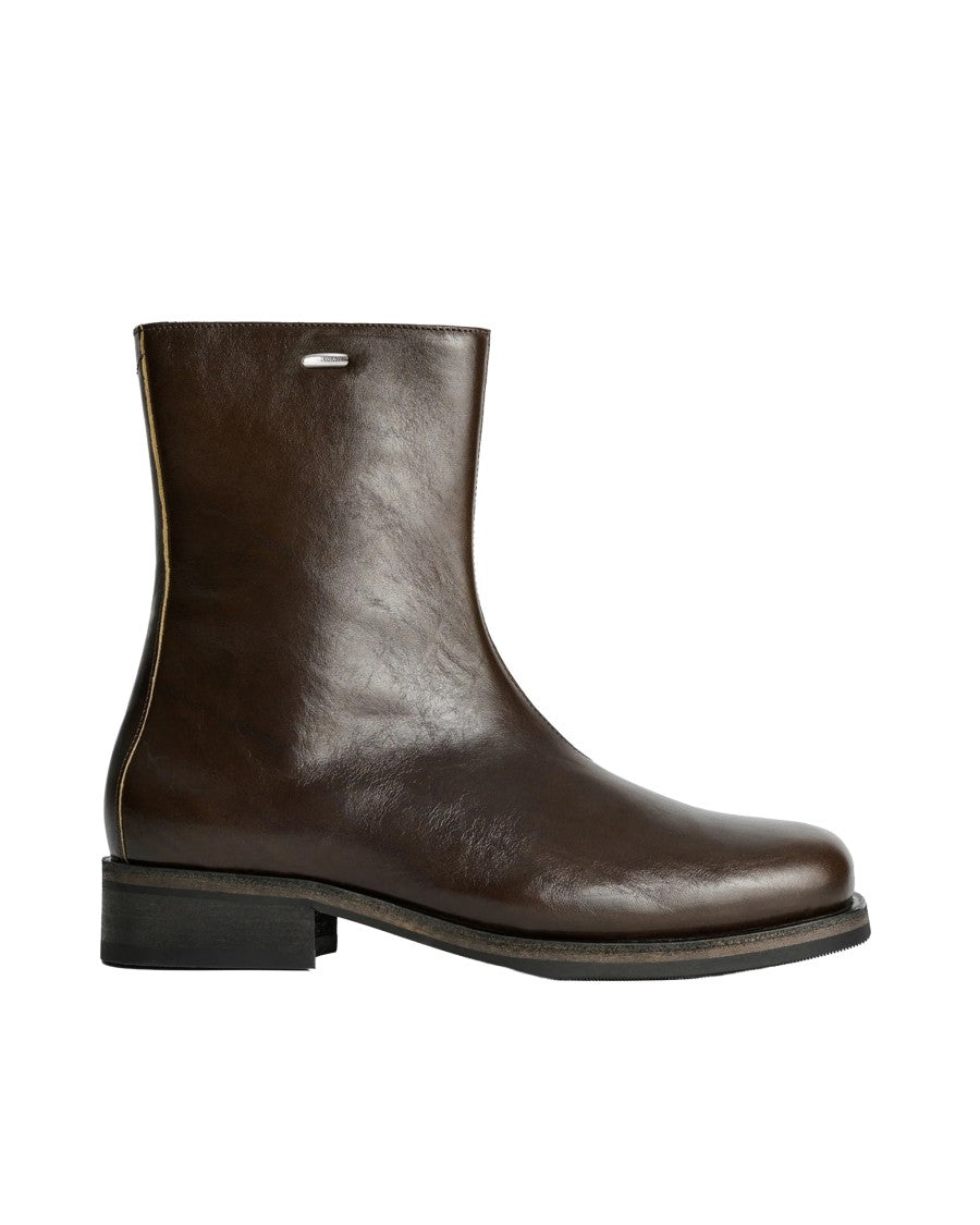 Our Legacy Deep Olive Italian Leather Ankle Boot With Vibram Sole