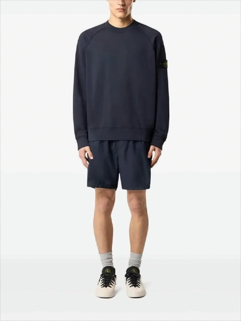Stone Island Minimalist Black Long-Sleeve Sweatshirt With Iconic Patch