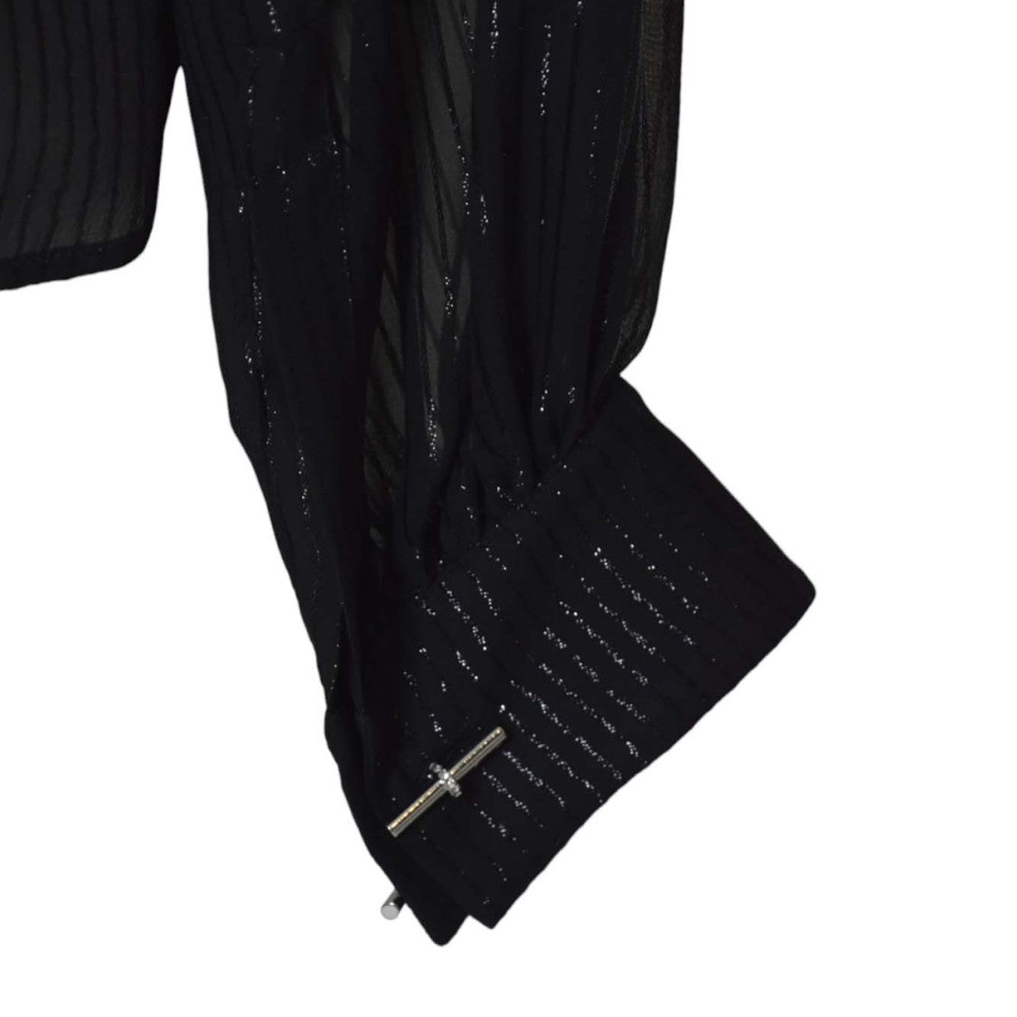 Max Mara Sheer Black Blouse With Tie-Neck And Voluminous Sleeves