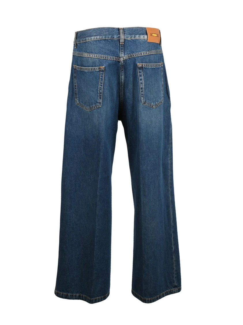 Aspesi Blue Wide-Leg Rigid Cotton Jeans