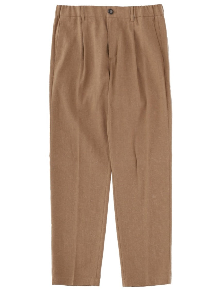 Herno Tailored Pleated Linen-Blend Formal Pants