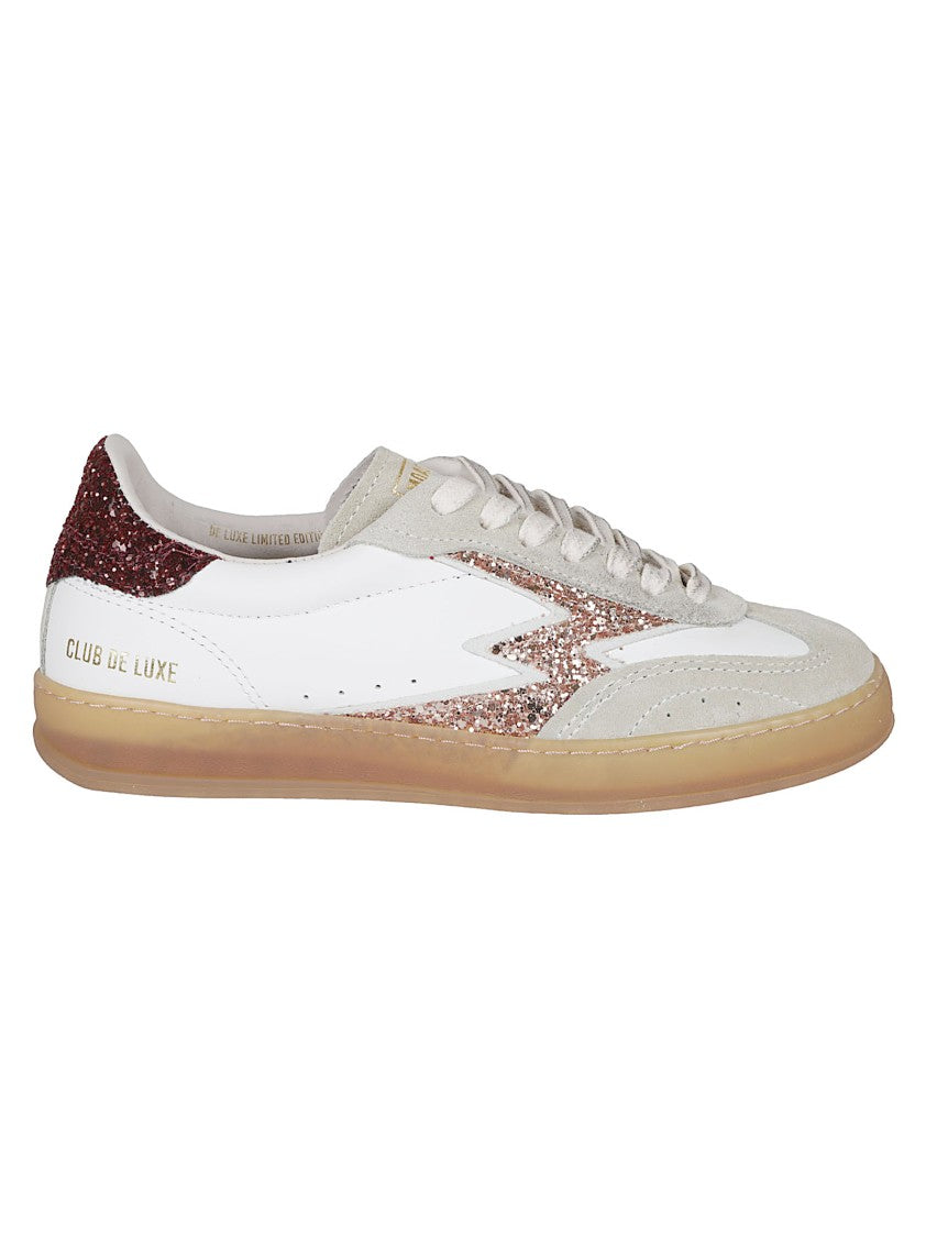 Moa Concept Low-Top Sneakers With Burgundy Glitter And Pink Logo