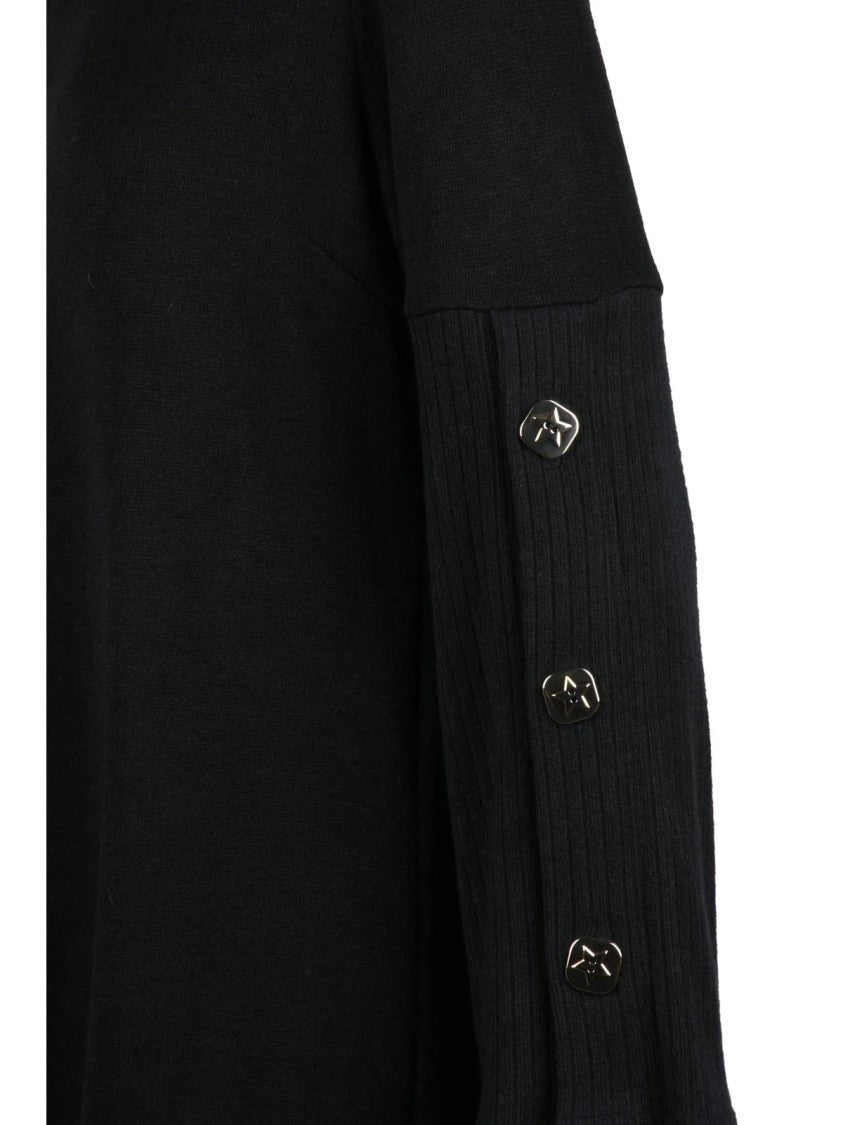 The Abito Black Viscose-Blend Flared Knit Dress