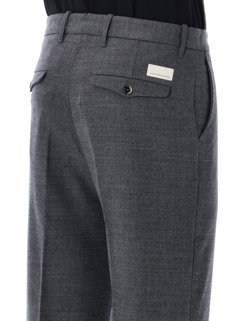 Nine In The Morning Apollon Grey Mid-Rise Straight-Leg Pants