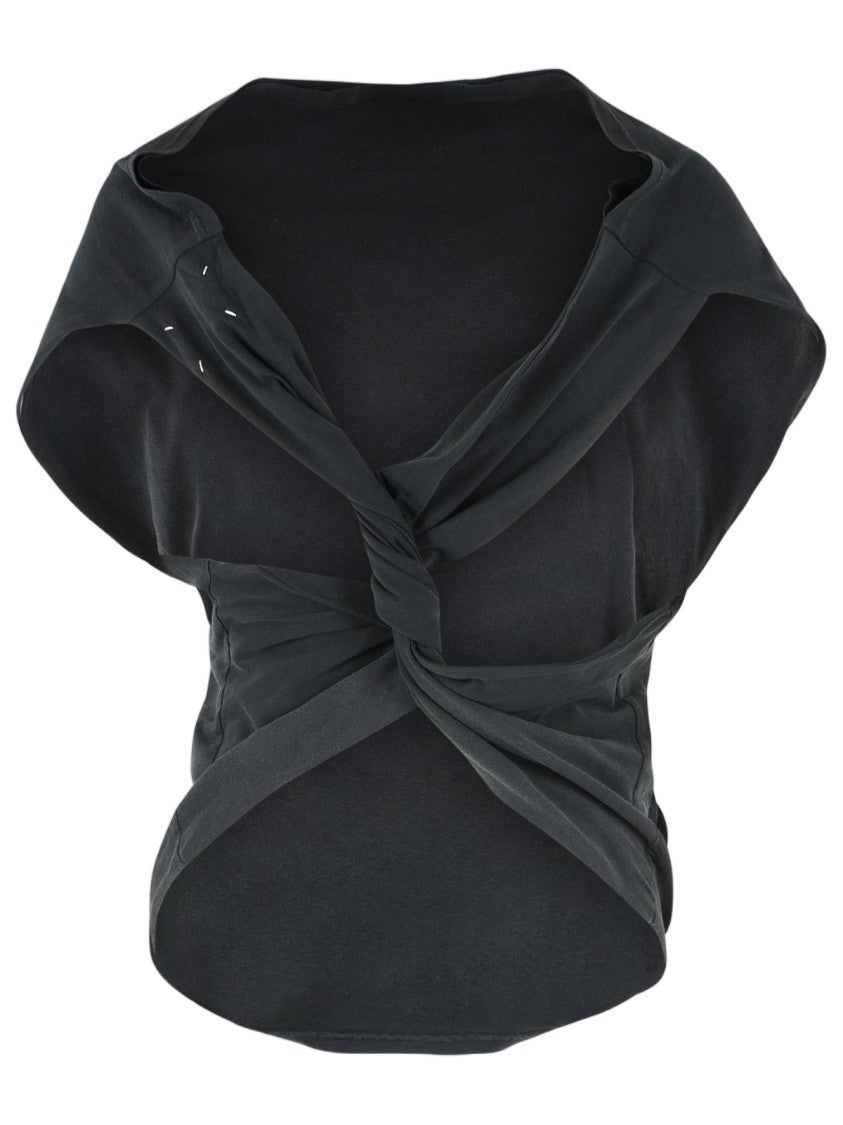 Maison Margiela Dark Grey Twisted Upside-Down Cotton Top