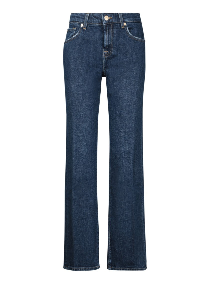 7 For All Mankind Classic Straight-Leg Mid-Rise Blue Jeans