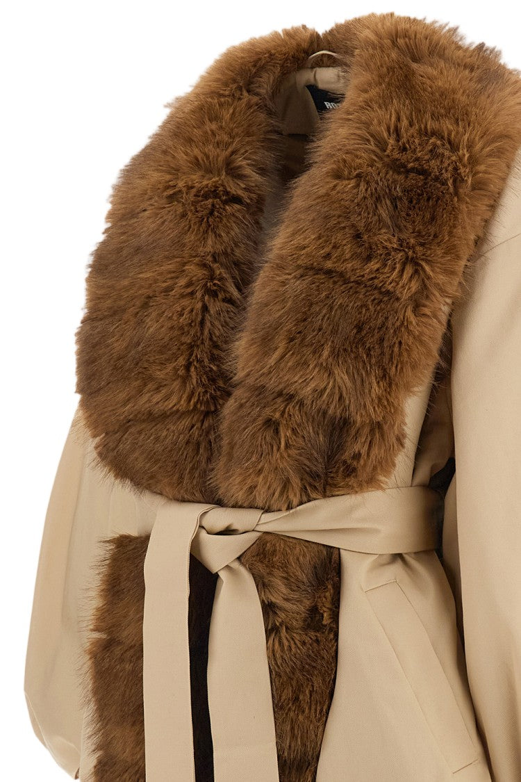 Rotate Tailored Faux-Fur Collar Peplum Jacket