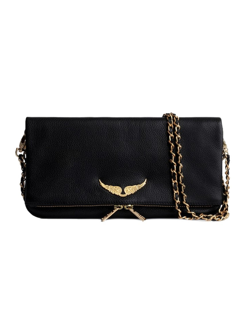 Zadig & Voltaire Rock Grained Leather Shoulder Bag With Gold-Tone Details