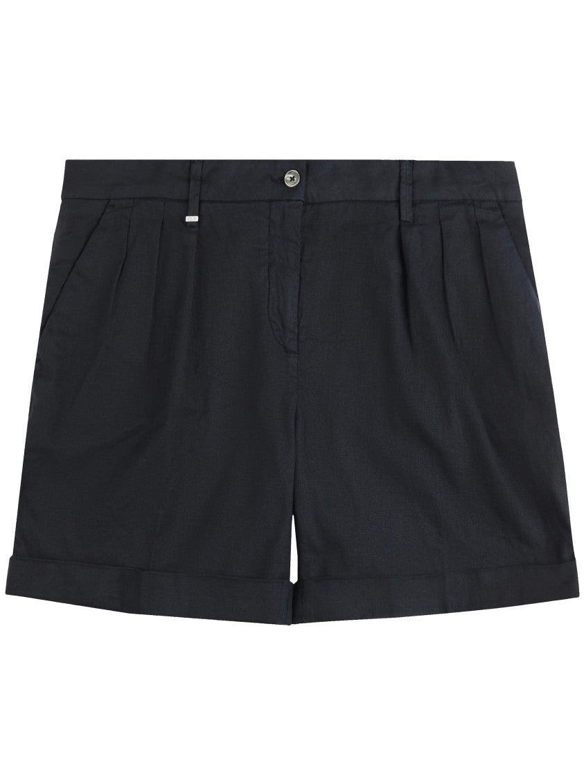 Fay Tailored Black Cuffed Hem Structured Shorts