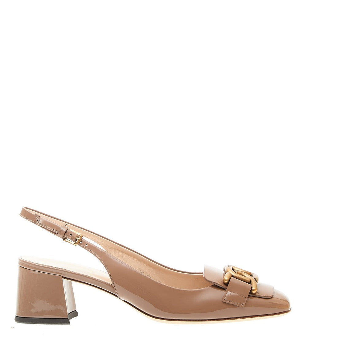 Tod's Slingback With Gold Buckle In Soft Dove Gray