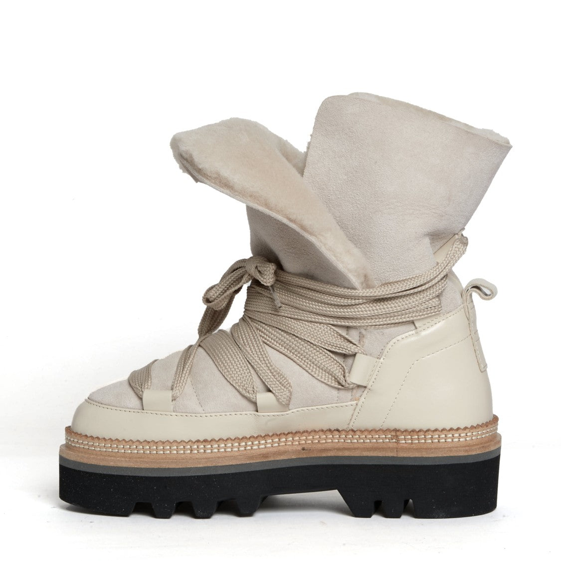 Hogan Beige Sheepskin Ankle Boot